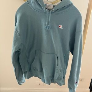Distressed teal Champion hoodie